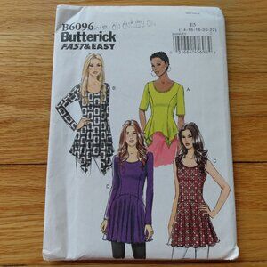 Pullover Tops Sewing Pattern Plus Size 14-22 UNCUT Butterick 6096 Modern Tunics